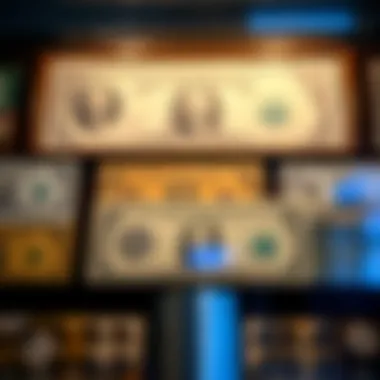 A collection display showcasing various grades of the 1934 Five Dollar Silver Certificate