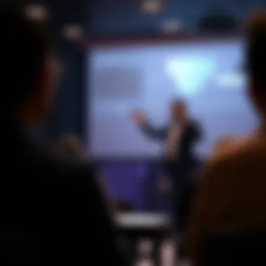 Visionary Leadership in Action A leader presenting a strategic vision in front of a group
