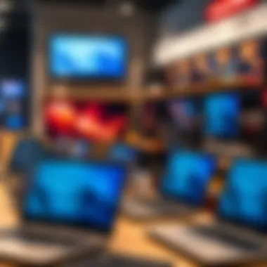 Diverse Laptop Choices for Every Budget Various laptop brands displayed in a retail environment