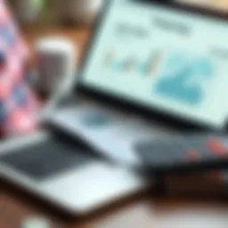 A laptop with financial documents and a calculator