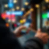 User navigating a money transfer app on a smartphone.