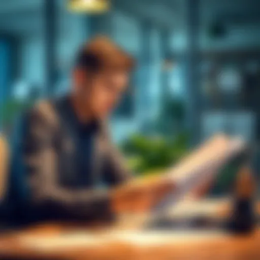 Diligent Financial Review A startup owner reviewing financial records diligently