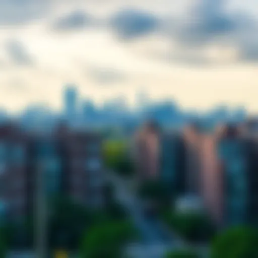 City skyline with multifamily buildings
