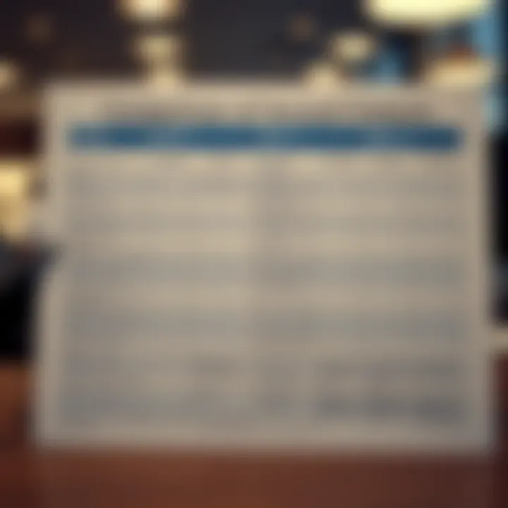 Detailed chart comparing features of checking accounts