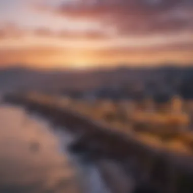 Coastal Sunset Over Retirement-Friendly Town Stunning view of a coastal sunset in a retirement-friendly town