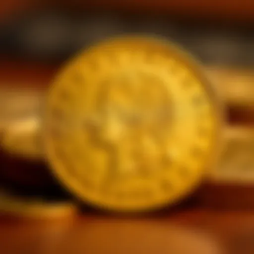 Close-up view of the 1873 gold coin showcasing intricate design details
