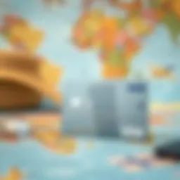 International prepaid Visa card on a travel-themed background