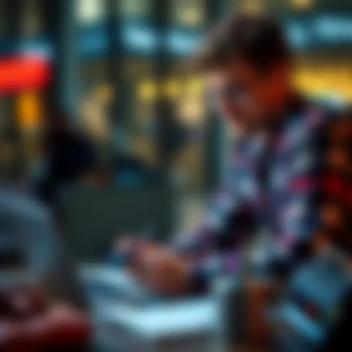 Smart Expense Planning for Travel Traveler planning expenses with a laptop and credit cards