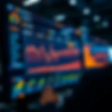 Investment Analytics Insights A high-tech screen displaying analytics and trends for investment options.