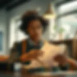 A thoughtful student reviewing financial documents