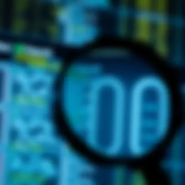 Conducting Patent Database Searches A magnifying glass over a digital database search