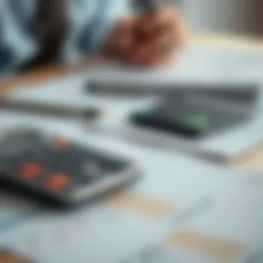 Financial Goal Setting Setting financial goals with a calculator and documents