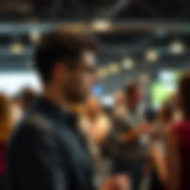 A person networking at a local event, exchanging ideas