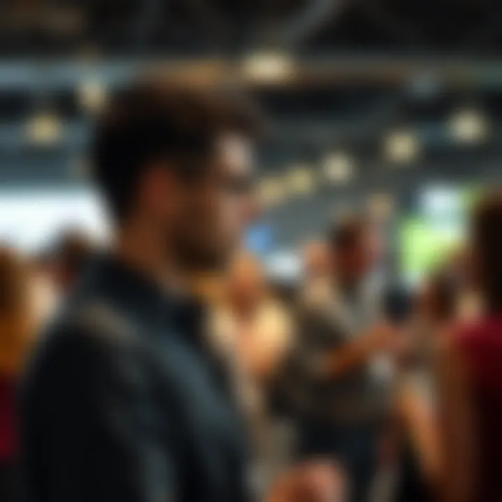 A person networking at a local event, exchanging ideas