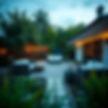 A serene backyard of a new home, symbolizing peaceful living