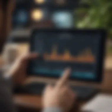 Investment Analysis A person analyzing potential investments on a digital device