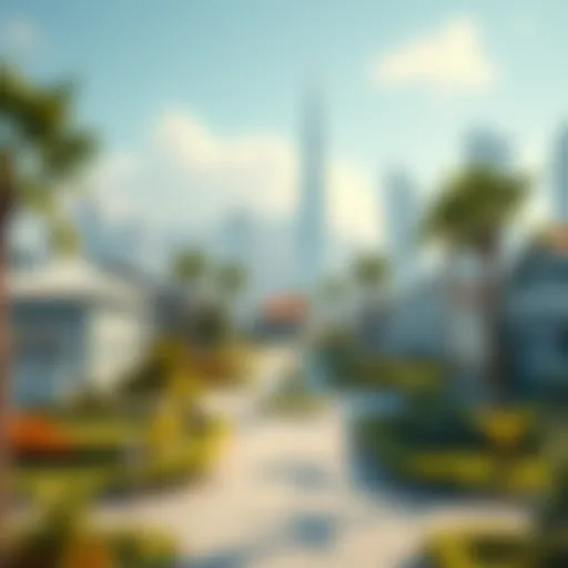 A digital landscape showcasing virtual real estate properties