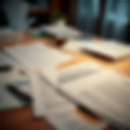 A diverse array of grant application documents spread out on a table