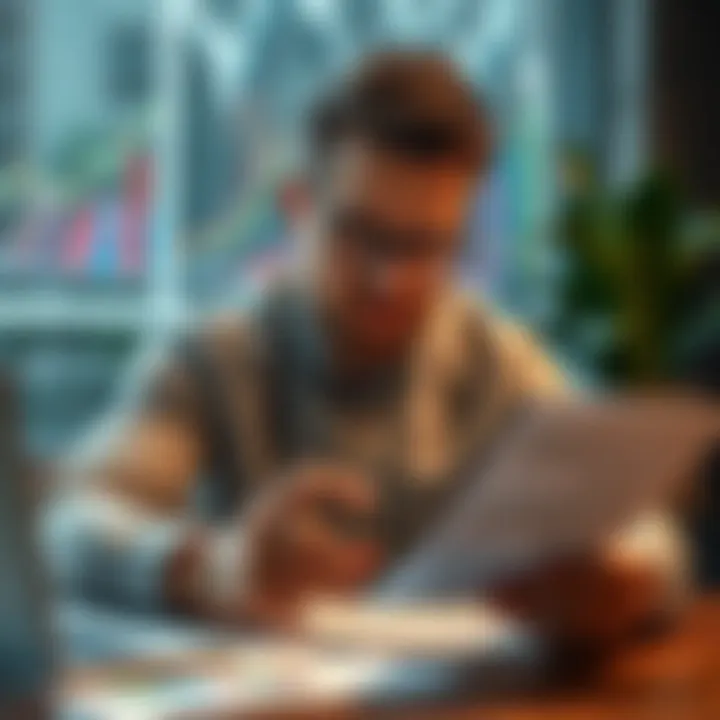 An entrepreneur analyzing financial graphs and charts