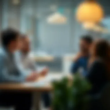 A group discussion about selecting a business banking option