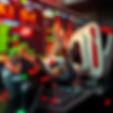 Stock Market and Gaming Fusion An abstract representation of the stock market intertwined with gaming elements.