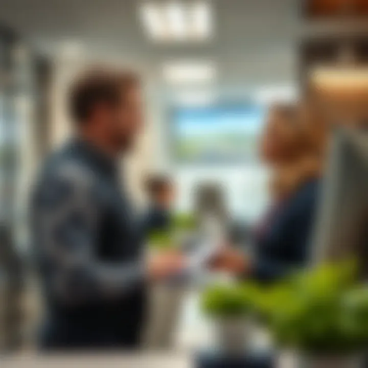 Exemplary Customer Service Experience An engaging interaction between a customer and a bank representative, symbolizing excellent service.