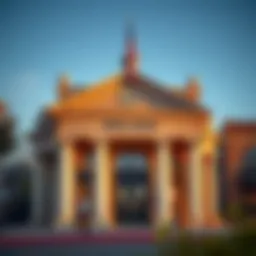 A picturesque view of a small bank in Charlotte, showcasing its unique architecture.