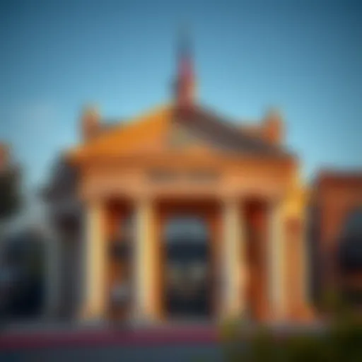 A picturesque view of a small bank in Charlotte, showcasing its unique architecture.