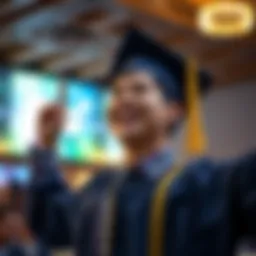 A graduate celebrating financial freedom
