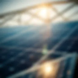 Solar panels generating electricity in a bright environment