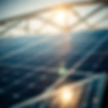 Solar panels generating electricity in a bright environment