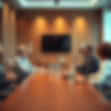 A professional meeting in a conference room discussing investment strategies