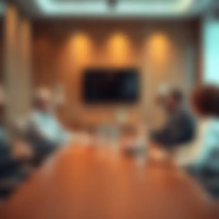 A professional meeting in a conference room discussing investment strategies