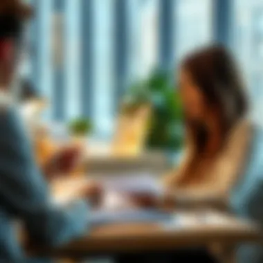 Expert Financial Consultation A professional discussing financial documents with a client in a modern office setting.