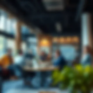 Collaborative Work Environment A vibrant corporate office space showcasing collaboration