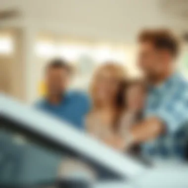 Satisfied Customers with Their Refinanced Auto Loan Happy family with a car