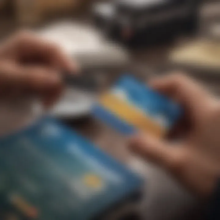 A traveler planning a trip with credit card rewards in hand