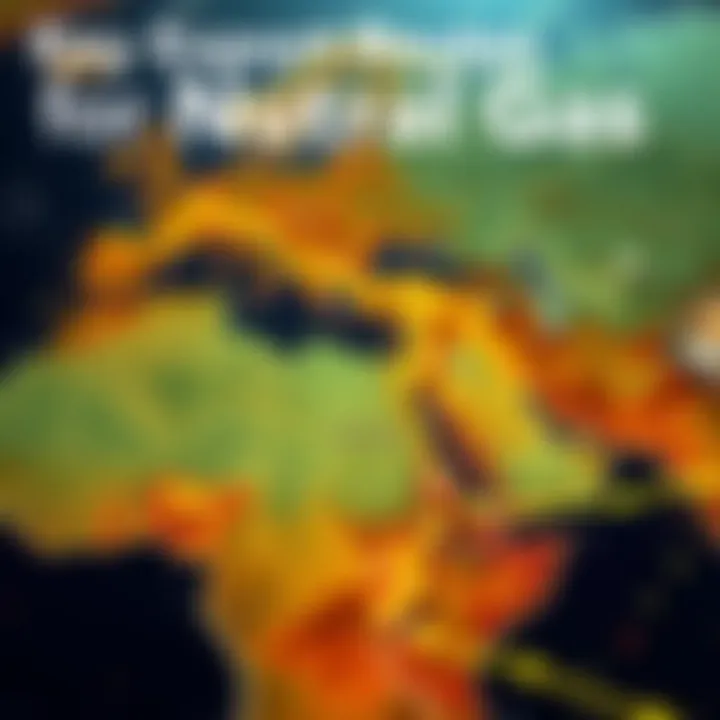 Diagram depicting natural gas export routes