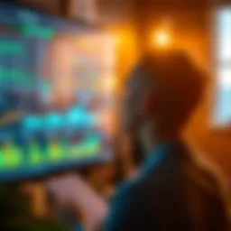 Analyzing financial metrics on a digital screen