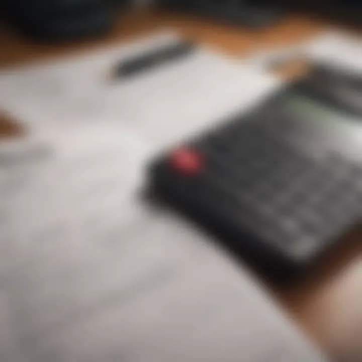 A calculator and tax forms on a desk