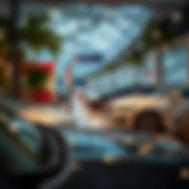 A scenic view of a car dealership with various models