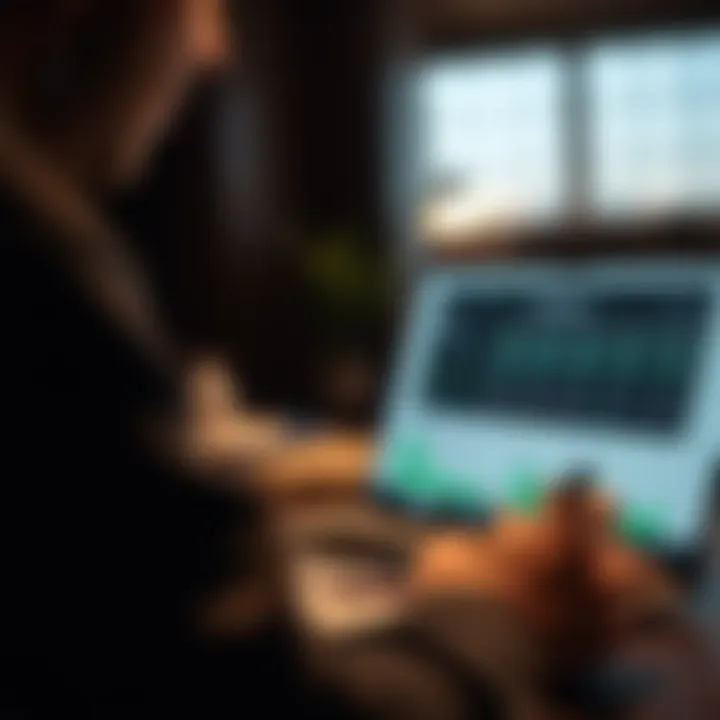 A close-up of a person reviewing their credit score on a laptop