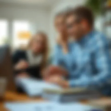 Guidance on Financial Planning A couple discussing finances with a mortgage advisor