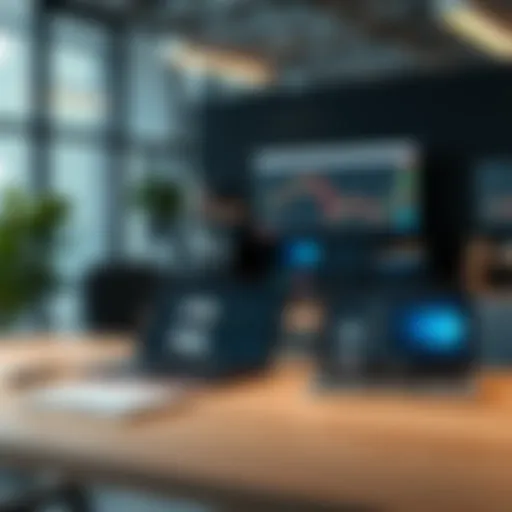 A modern workspace showcasing SaaS applications on multiple devices