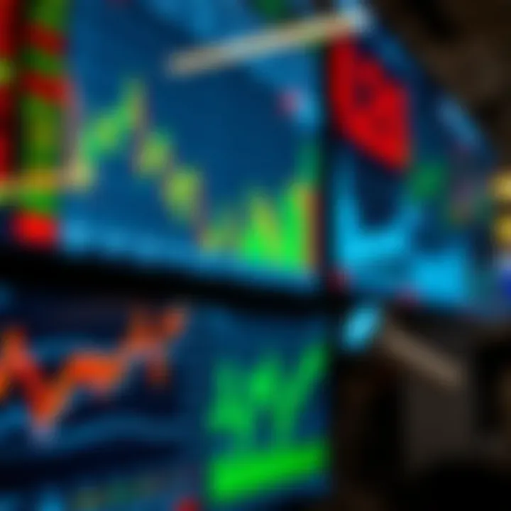 Market Trends and Financial Analysis A close-up of financial charts and digital screens displaying market trends