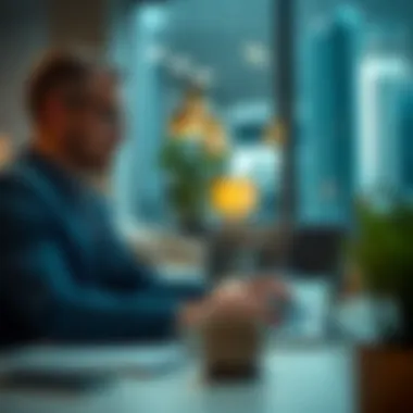 Investor Analyzing Real Estate Data An investor analyzing real estate data on a laptop in a modern office.