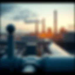 An illustration depicting the carbon capture process at a large industrial facility.