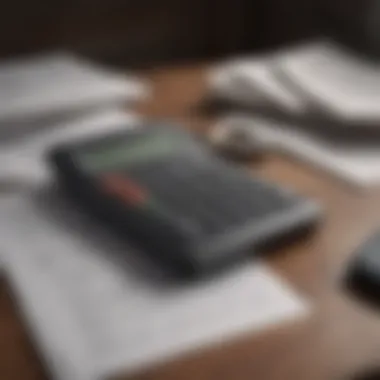 A calculator and tax documents on a table