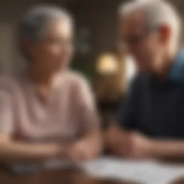 Elderly Couple Discussing Finances An elderly couple discussing finances