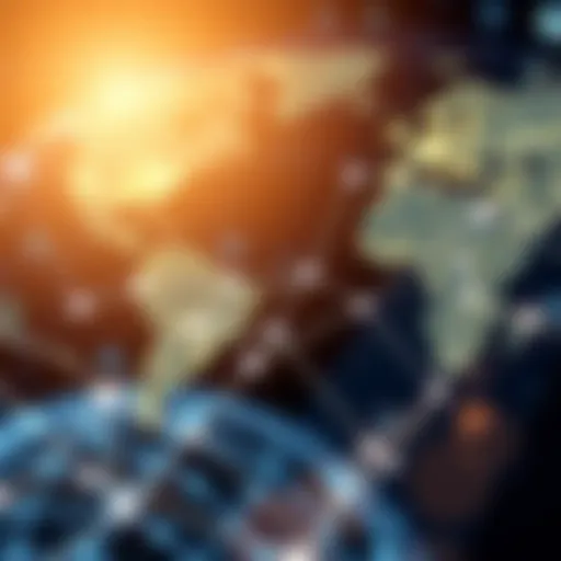 Visual representation of global banking networks facilitating wire transfers